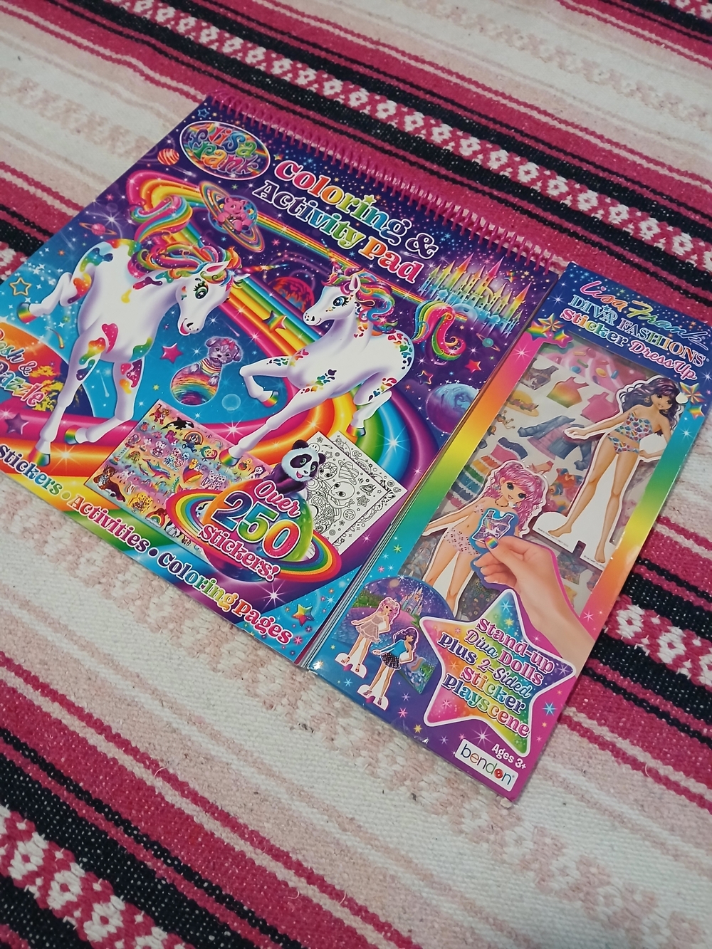 Lisa Frank Jumbo Coloring & Activity Pad/250 Stickers/Diva Fashion Dress Up/NEW